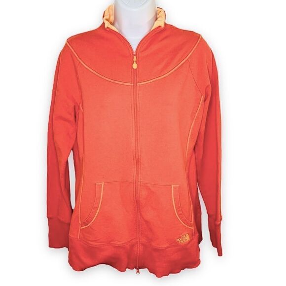 The North Face Zipper Knit Jacket Coral Orange L - Picture 1 of 9